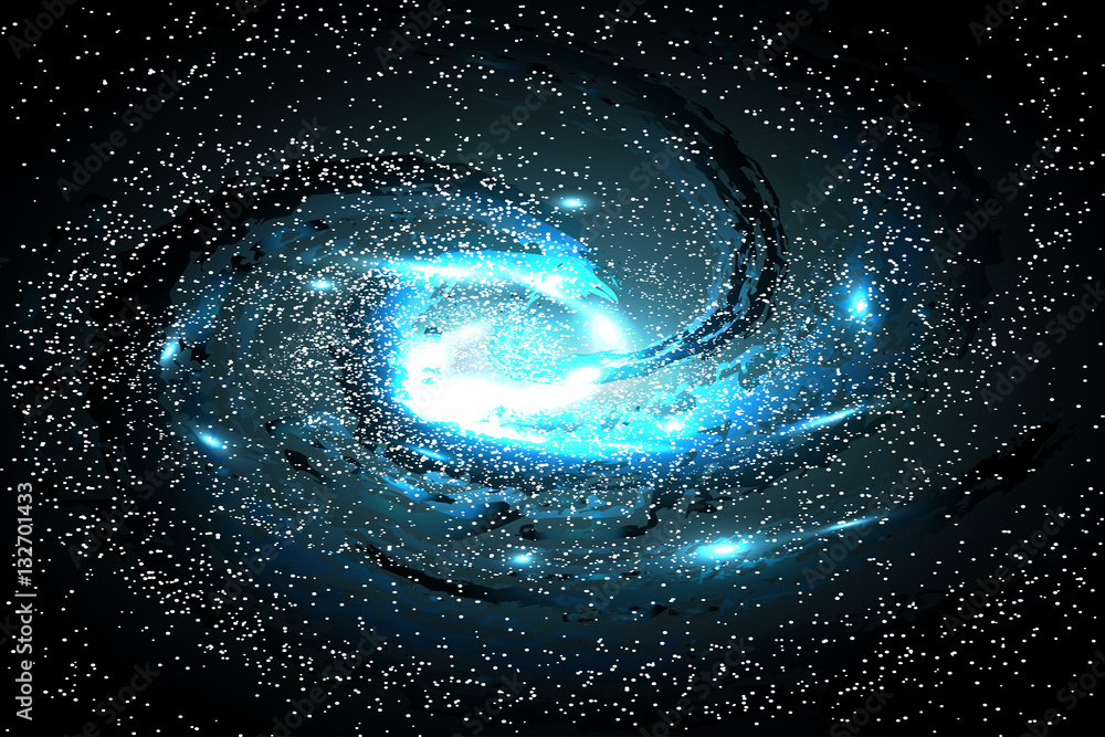Fototapeta premium Image of galaxies, nebulae, cosmos, and effect tunnel spiral galaxy background vector illustration