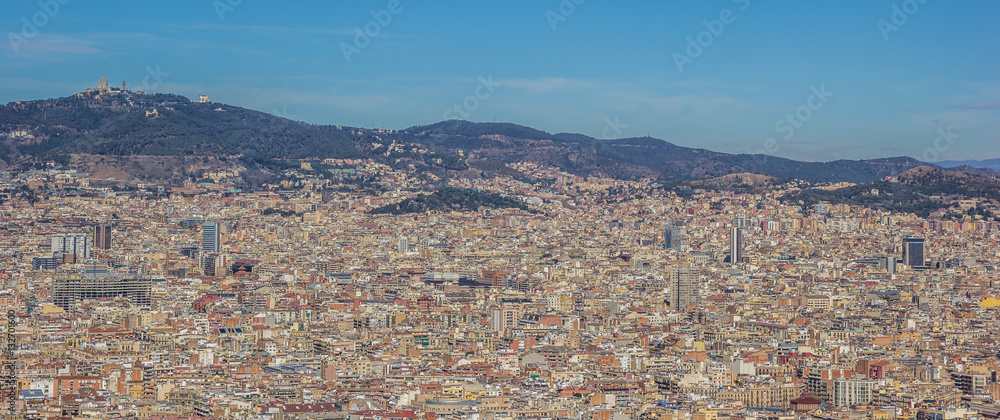 Panoramic view over Barcelona from montjuic