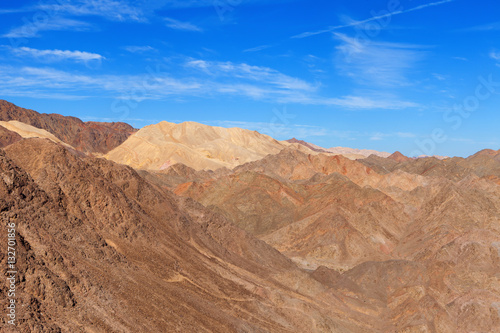 Desert mountains with blue sky in the background 