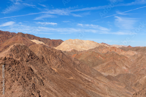 Desert mountains with blue sky in the background 