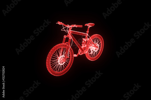 Mountain Bike in Hologram Wireframe Style. Nice 3D Rendering
