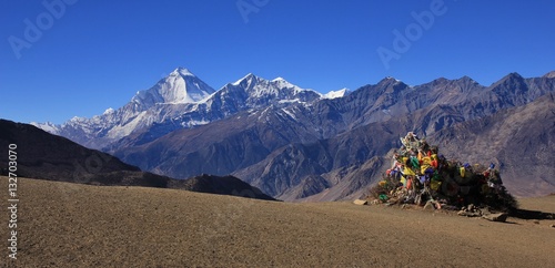 Mount Dhaulagiri and Tukuche Peak seen from Muktinath photo