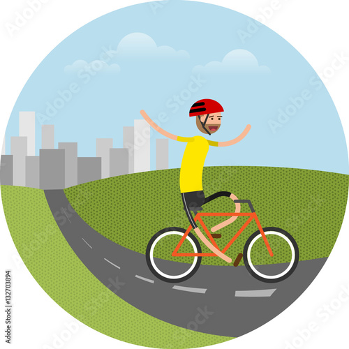 vector illustration of biker riding bicycle