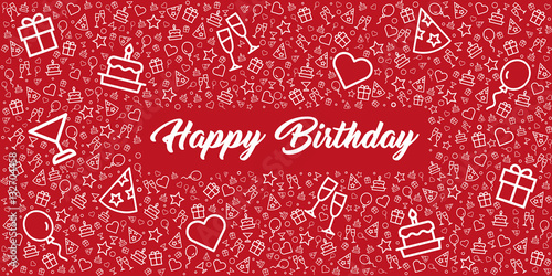 elegante und zeitlose Geburtstagskarte mit Happy Birthday und Icons