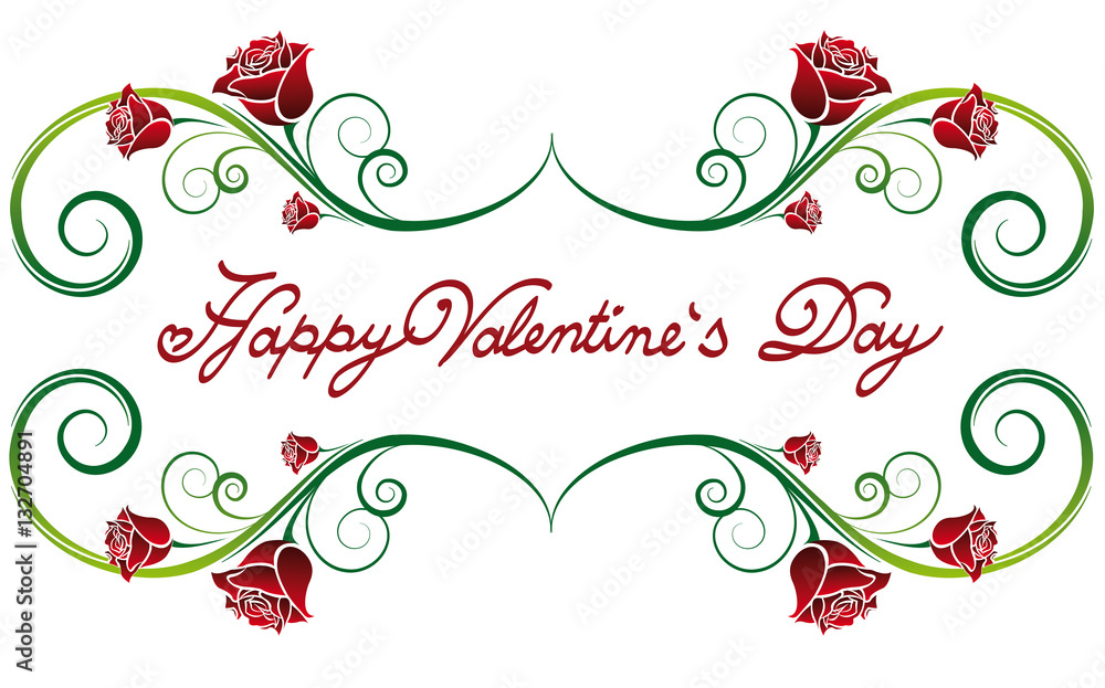Happy Valentine's Day lettering fonts ornament with rose petals Happy Valentine's Day lettering fonts ornament with rose petals