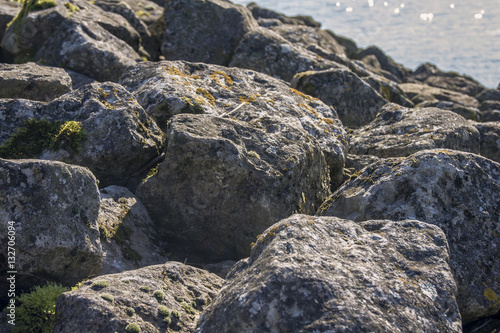 Seawall with big rocks
