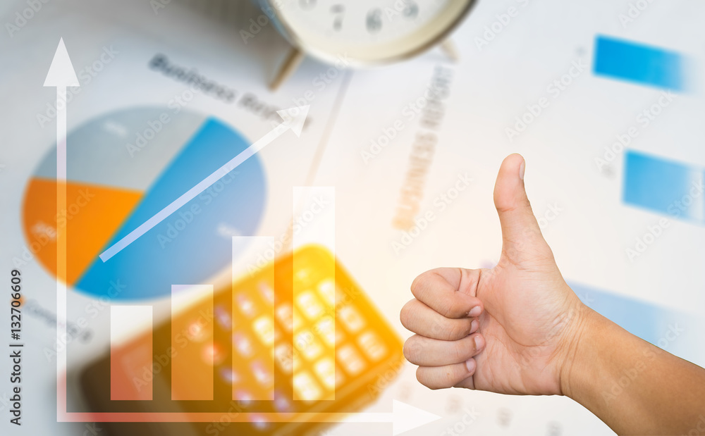 business or Financial report with data graph and good hand on su business or Financial report with data graph and good hand on su