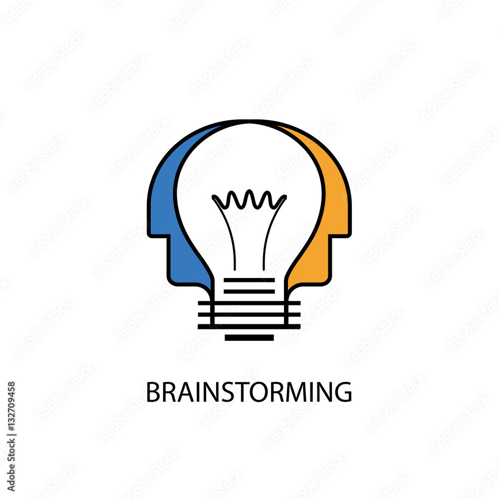 Human heads and light bulb icon.Creative mind logo.Creative grou Human heads and light bulb icon.Creative mind logo.Creative grou