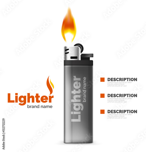 Vector lighter ad template with orange blaze