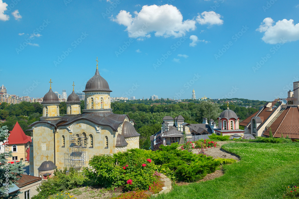 Orthodox church against the Pechersk district of Kiev