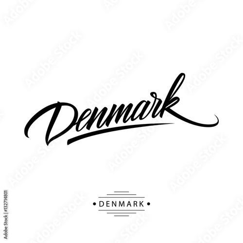 Handwritten word Denmark. Hand drawn lettering. Calligraphic element for your design. Vector illustration.