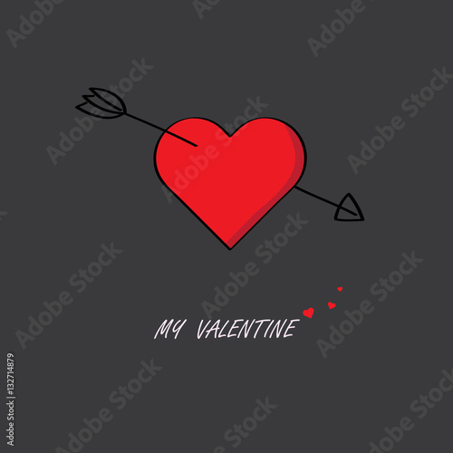 cupid arrow stab in the middle of the red heart