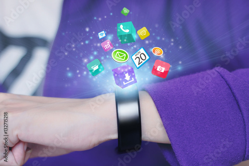 Application icons with smart wristband.