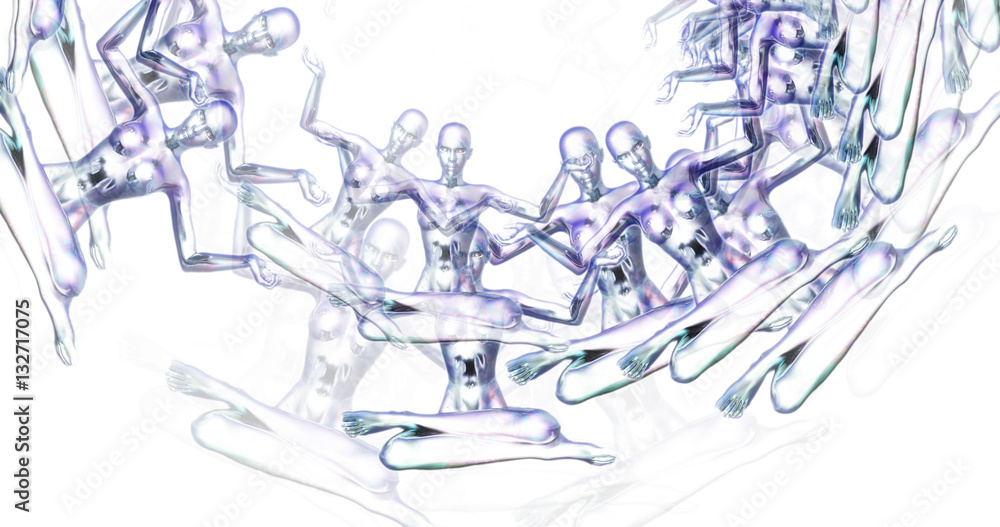 Computer generated image of meditating females Computer generated image of meditating females