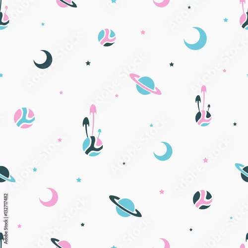 Tapety Ładny wzór z planet i gwiazd.