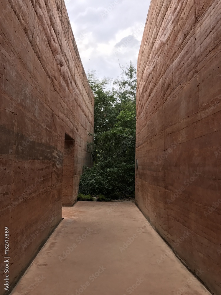 walkway between walls