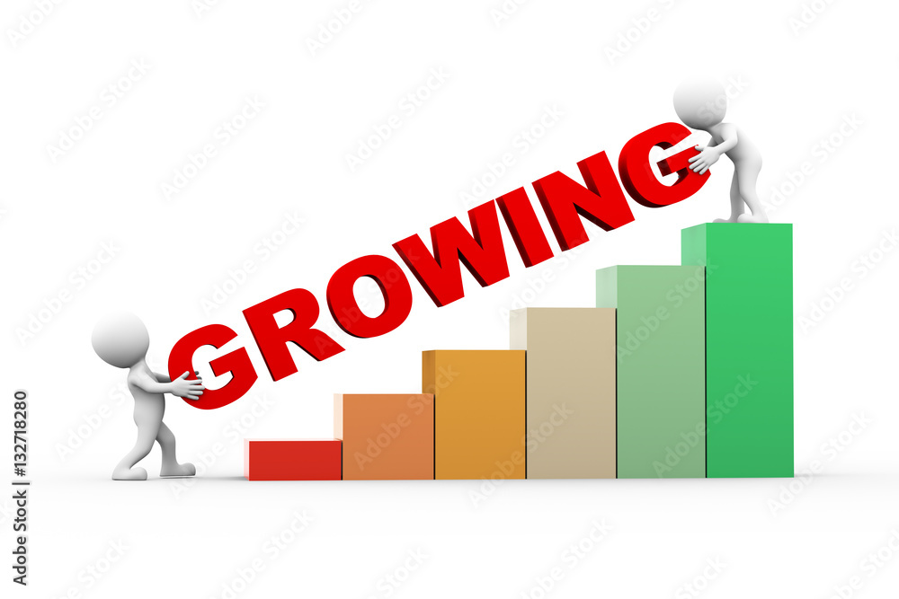 3d people with text growing 3d people with text growing