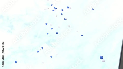 palloncini in volo colorati bianchi e blu photo