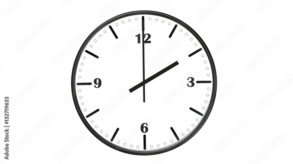 Round wall clock showing two o'clock - isolated on white background Round wall clock showing two o'clock - isolated on white background