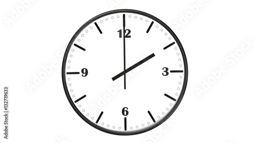 Round wall clock showing two o'clock - isolated on white background