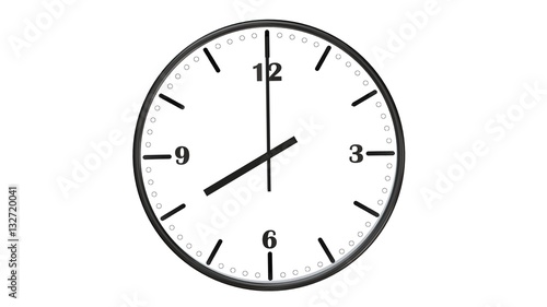 Round wall clock showing eight o'clock - isolated on white background