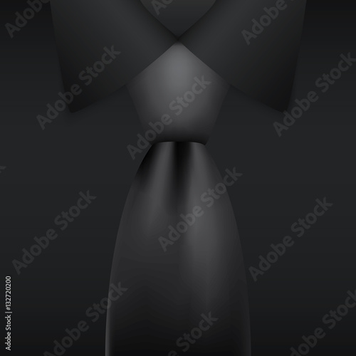 Realistic necktie and black shirt vector illustration