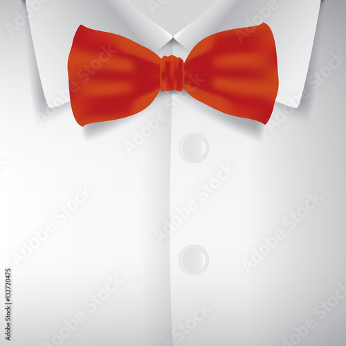 Realistic bow tie and white shirt vector illustration