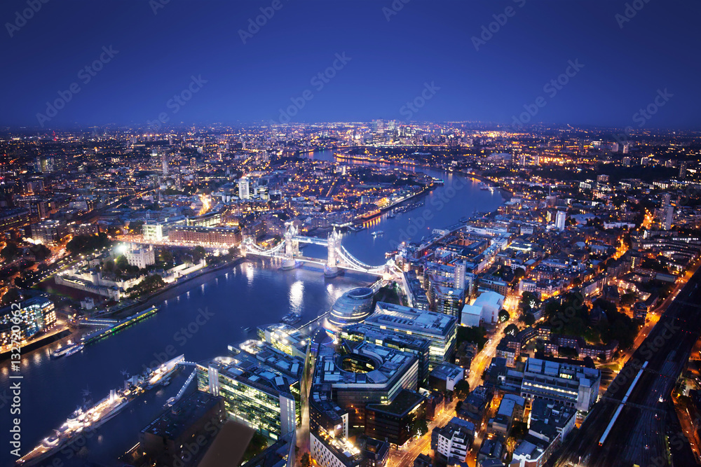 Naklejka premium London aerial view with Tower Bridge, UK