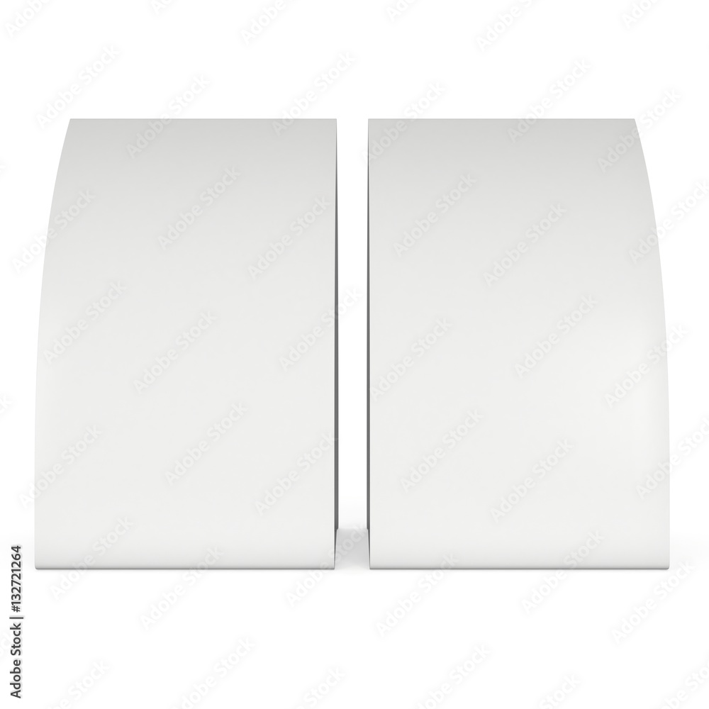 Two blank paper tent cards. 3d render illustration isolated. Table cards mock up on white background. Two blank paper tent cards. 3d render illustration isolated. Table cards mock up on white background.