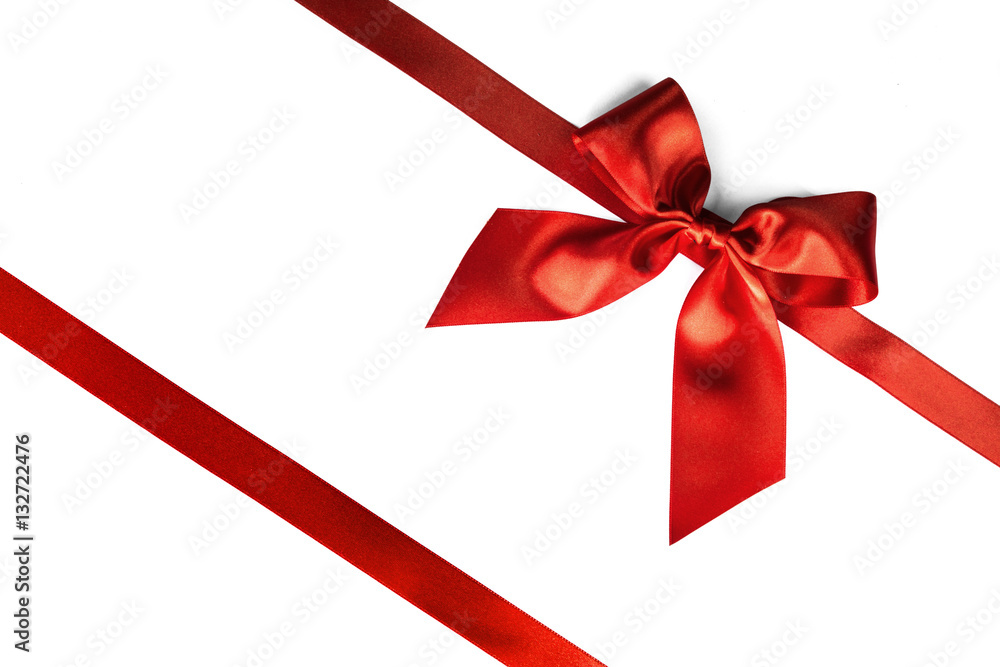 Red ribbon bow on white Red ribbon bow on white