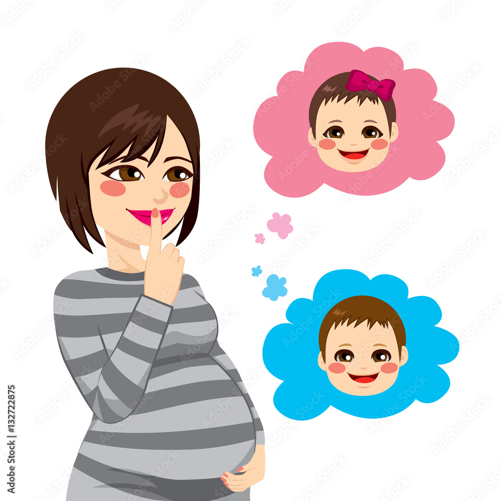 Beautiful Asian pregnant brunette woman wondering about the gender of her future baby Beautiful Asian pregnant brunette woman wondering about the gender of her future baby