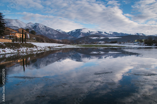 Lago formato dal fiume Torbidone riemerso dopo il terremoto di Norcia del 30 Ottobre 2016