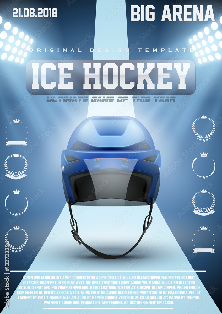 Ταπετσαρία Poster Template Ice Hockey Games with Player Helmet
