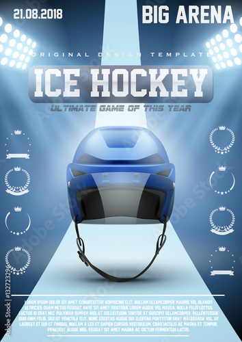 Photography Poster Template Ice Hockey Games with Player Helmet