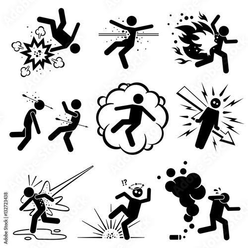 Man killed, shot, and attacked by different type of weapons that includes bomb, explosion, shotgun, laser gun, fire, arrow, poison smoke, electric, water cannon, flash grenade, and tear gas.