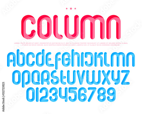 3d Illusion Alphabet Letters And Numbers Shadow Effect Vector Font Type Three Dimensional Style Lettering Bold Round Sign Typesetting Vector Modern Typeface Stock Vector Adobe Stock
