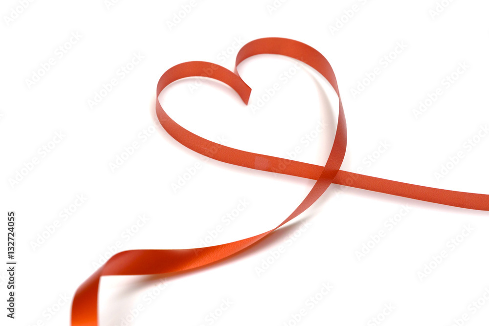 Fototapeta premium red ribbon heart shape isolated on white background