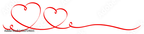 2 Red Calligraphy Hearts Ribbon Banner
