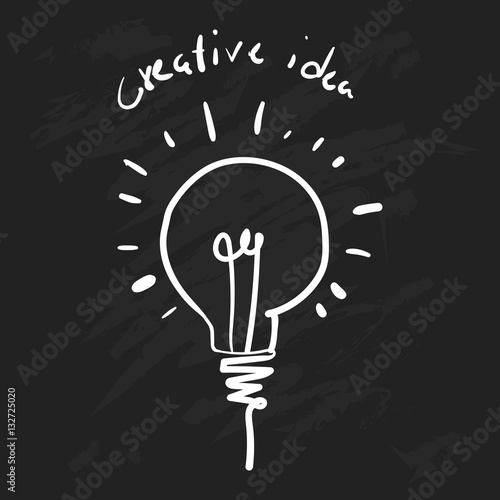 Vector light bulb icon with concept of idea. Creative idea vecto