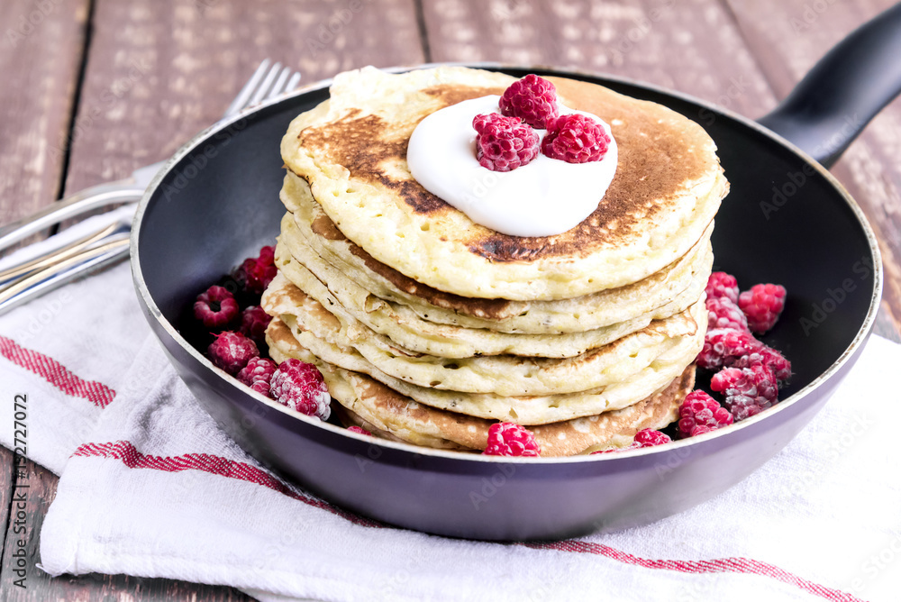 Pancakes in a frying pan Pancakes in a frying pan