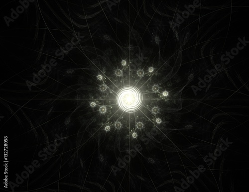 Abstract fractal color background with crossing circles and oval. Motion illustration.