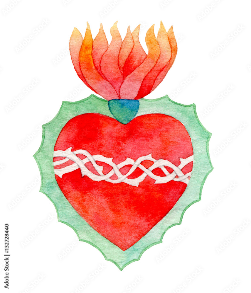 Sacred heart. Watercolor illustration