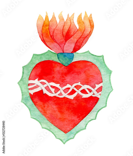 Obraz na płótnie Sacred heart. Watercolor illustration w salonie