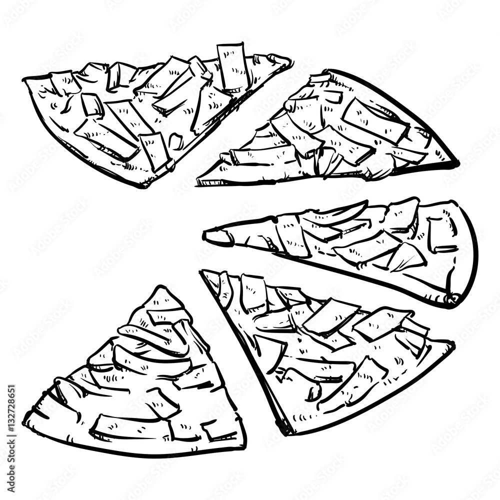 Vector pizza slice isolated on a white background. Hand Draw piz