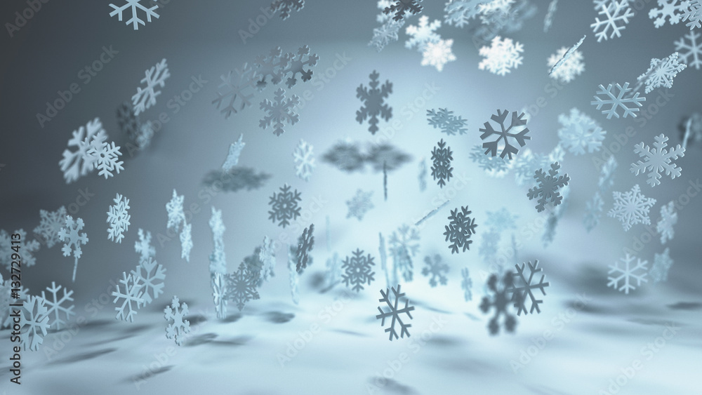Cool blue toned winter snowflake background