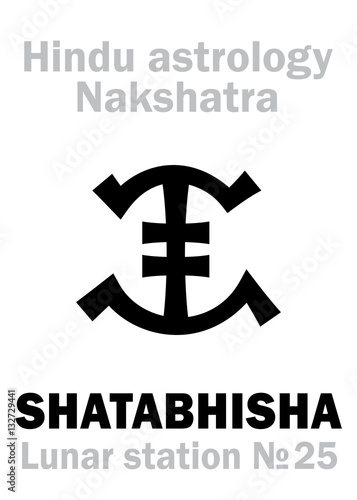 Astrology Alphabet: Hindu nakshatra SHATABHISHA (Lunar station No.25). Hieroglyphics character sign (single symbol).