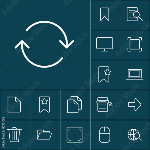 thin line refresh, recycle icon on blue background, web icons se