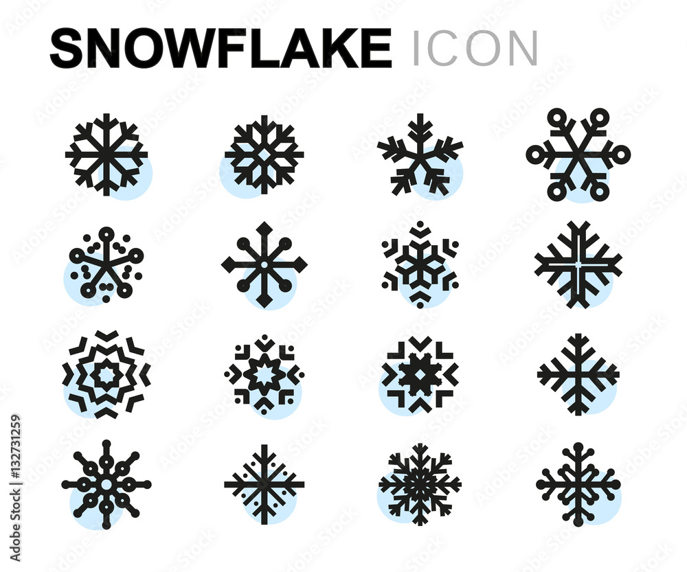 Vector flat snowflake icons set