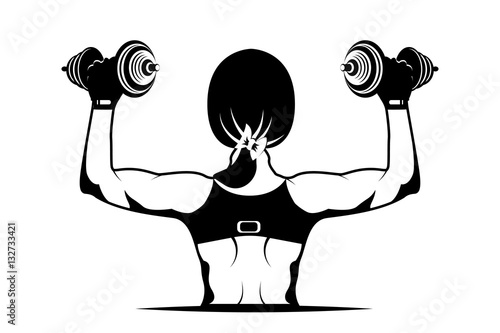 girl with dumbbells in the hands. vector illustration, great for logo or signage to the fitness club.