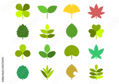 葉っぱのイラストアイコンセット 